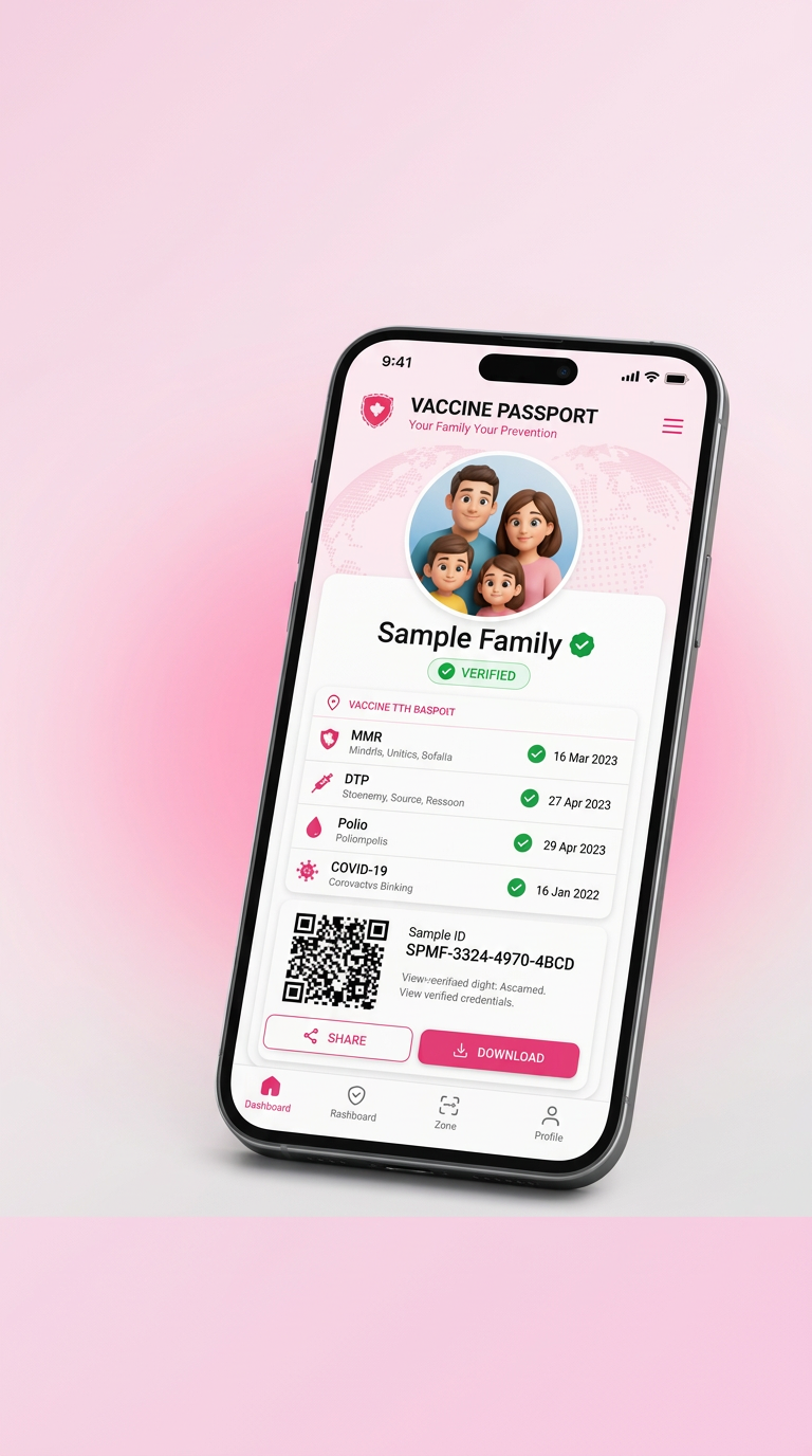 WVP app running on a phone showing a family passport